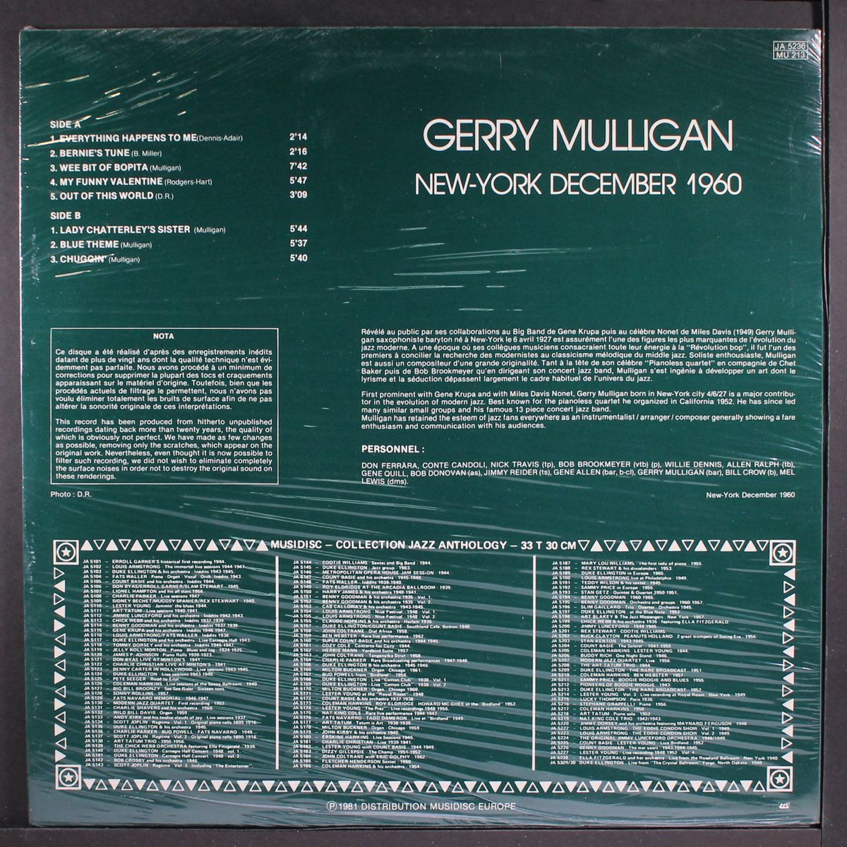new york december 1960 by GERRY MULLIGAN