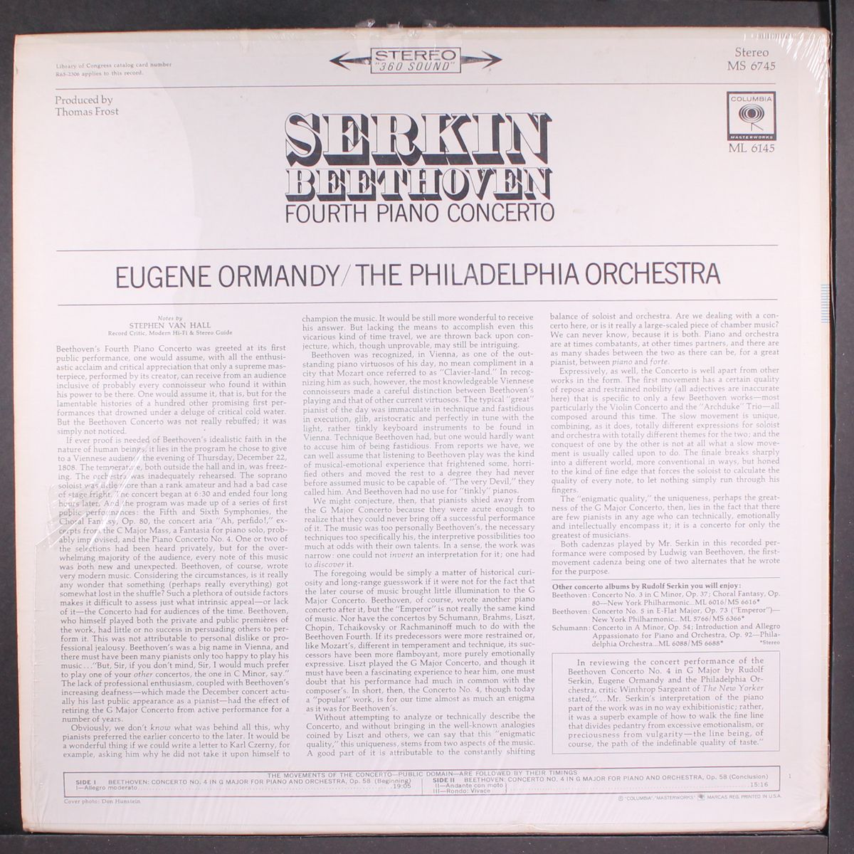beethoven; fourth piano concerto by RUDOLF SERKIN