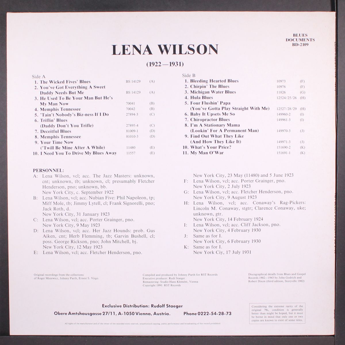 1922-1931 by LENA WILSON