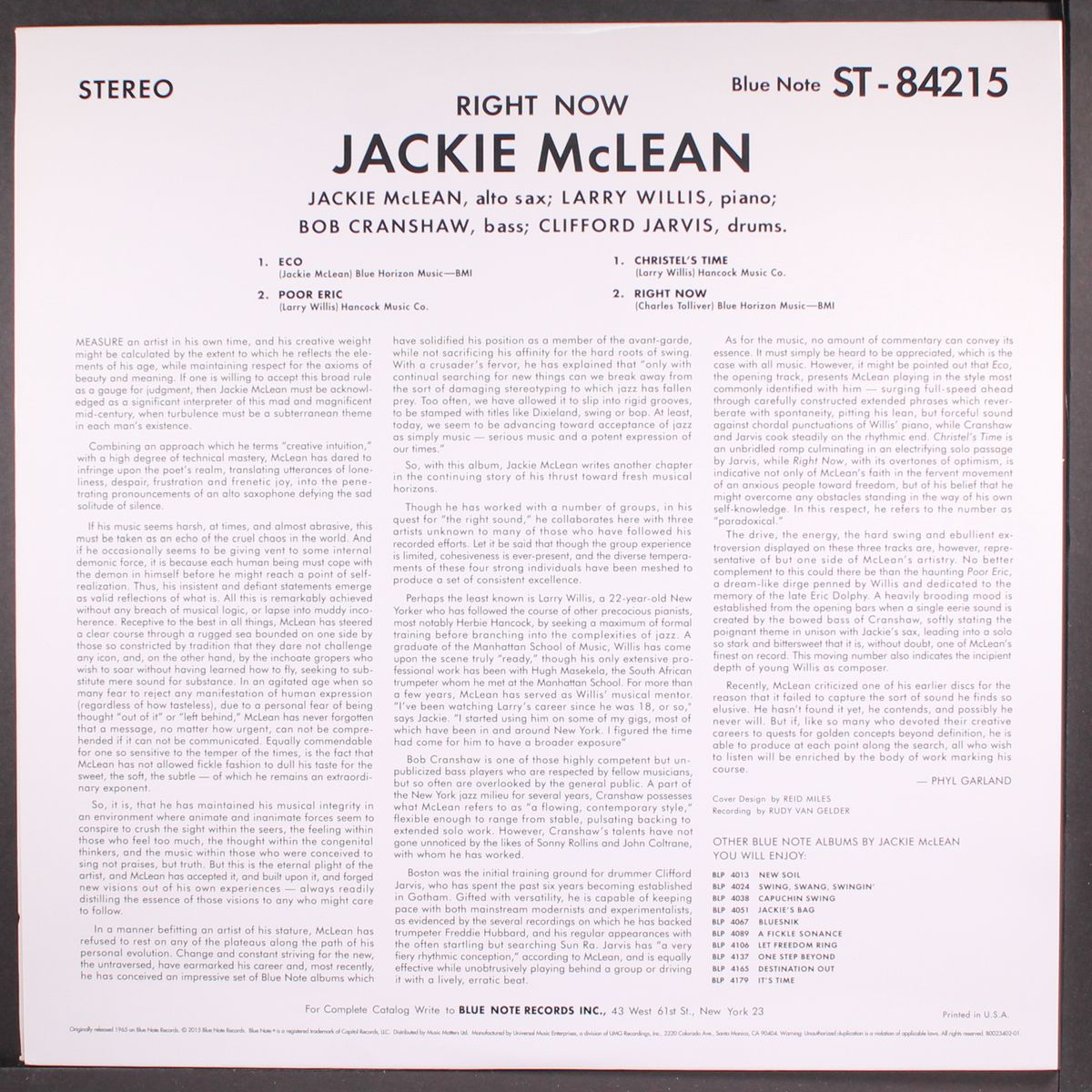 right now! by JACKIE MCLEAN
