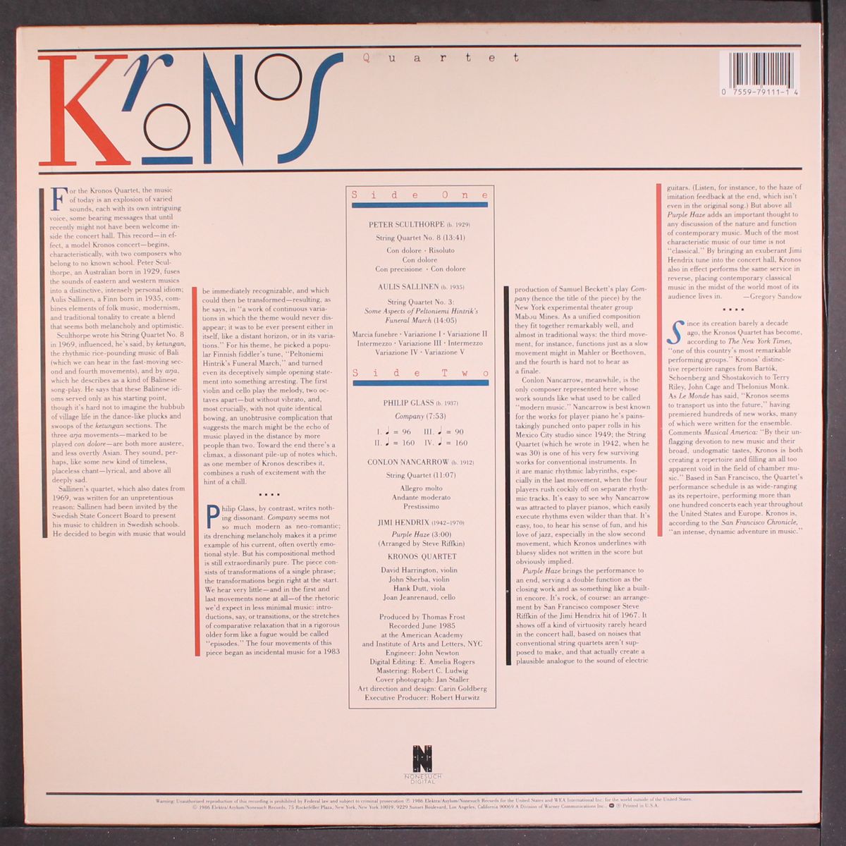 kronos quartet by KRONOS QUARTET