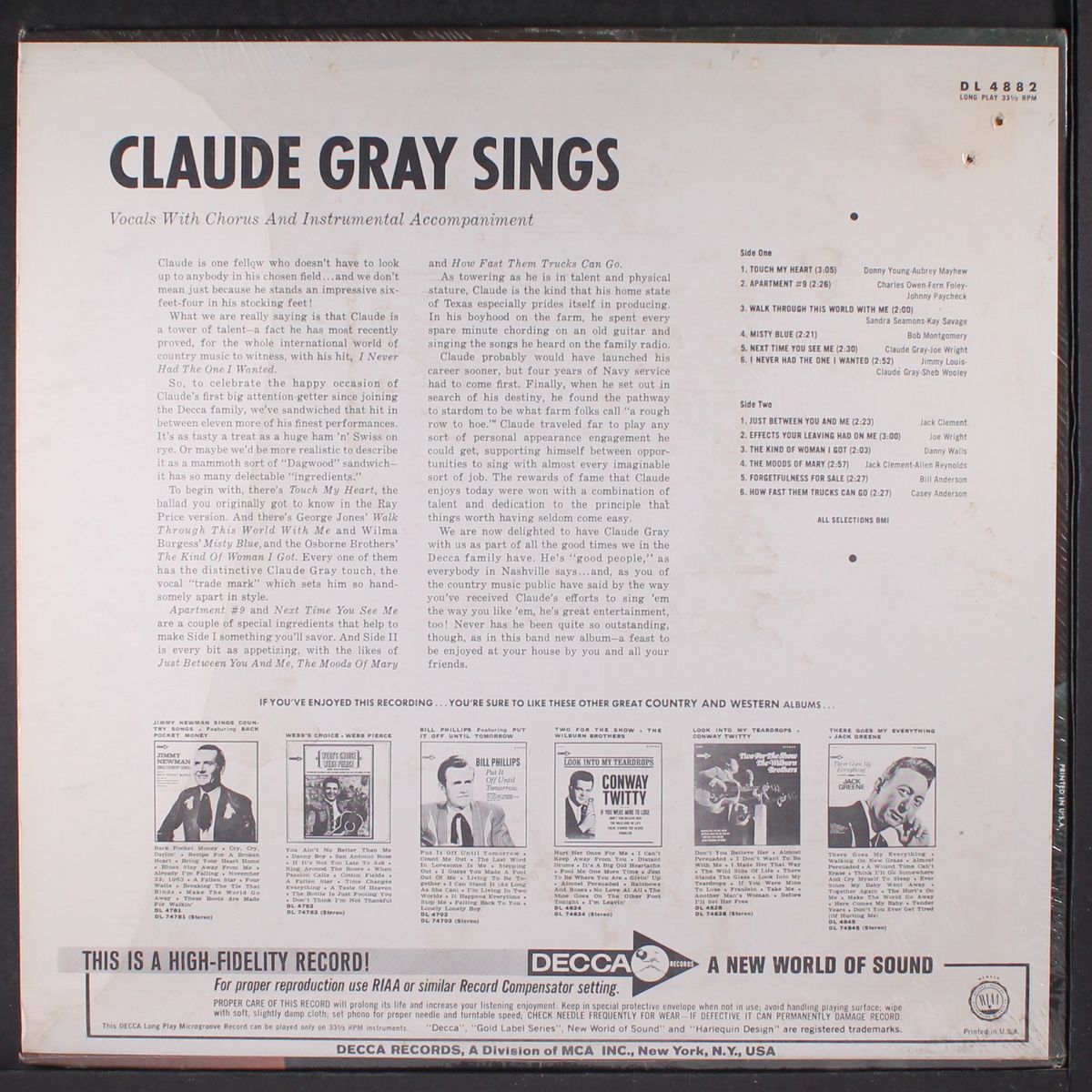 sings by CLAUDE GRAY
