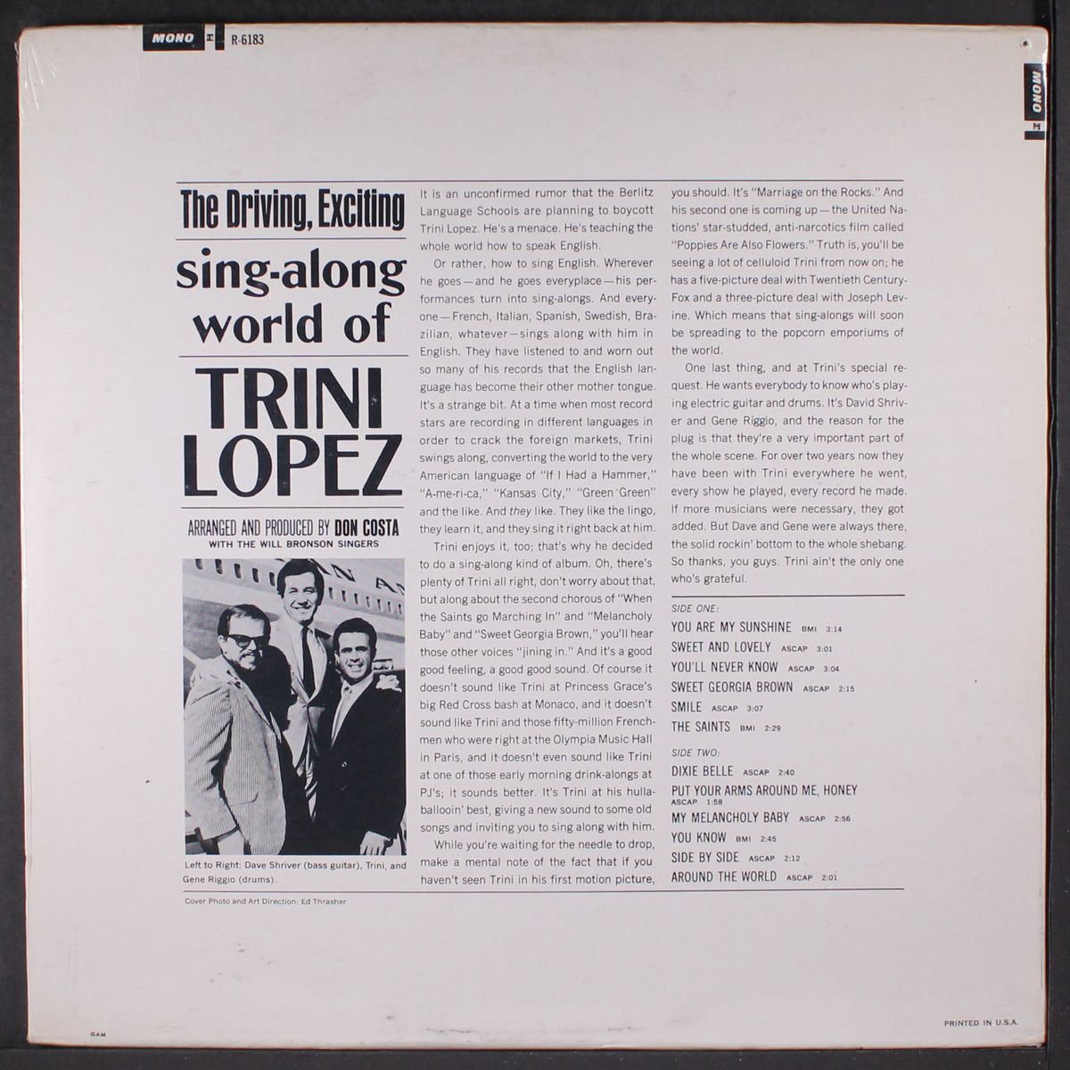 the sing-along world of by TRINI LOPEZ