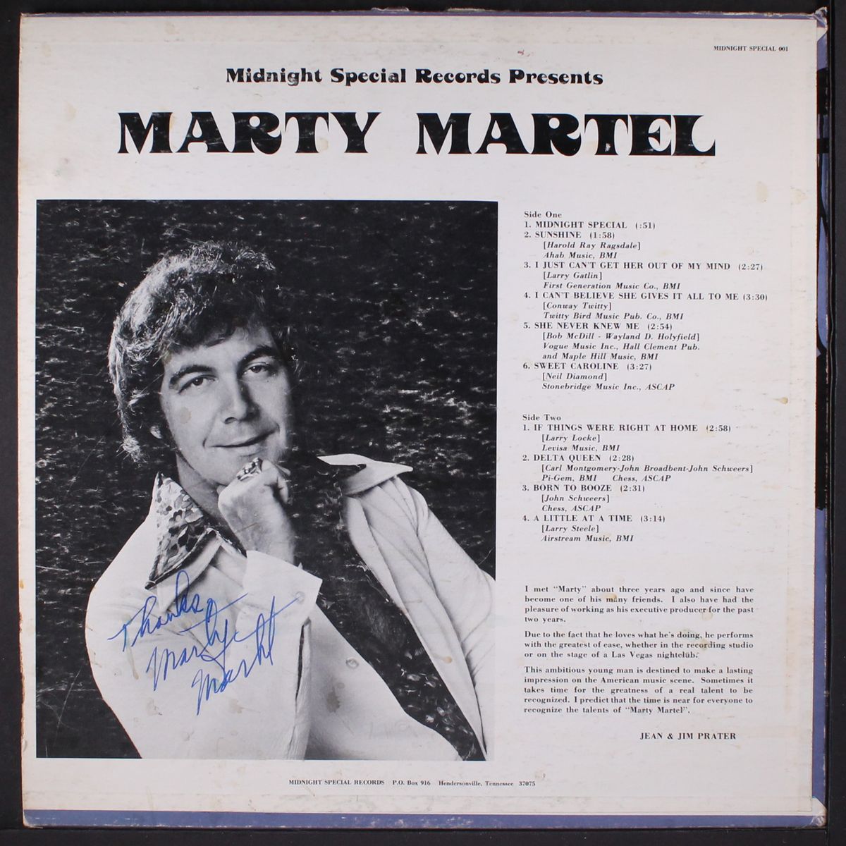 midnight special records presents by MARTY MARTEL