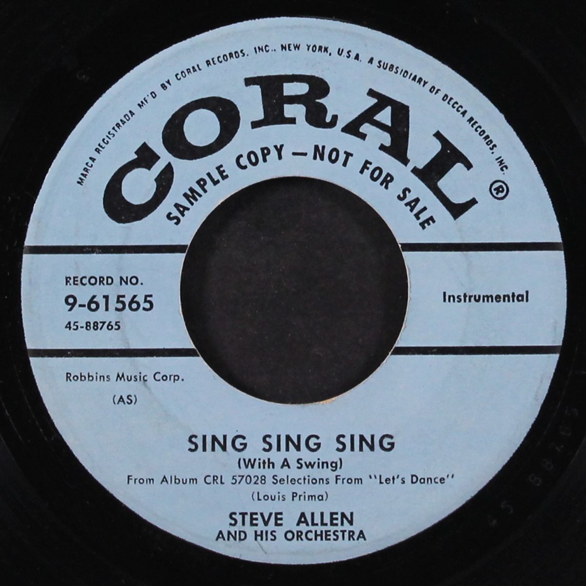 don't be that way / sing sing sing by STEVE ALLEN