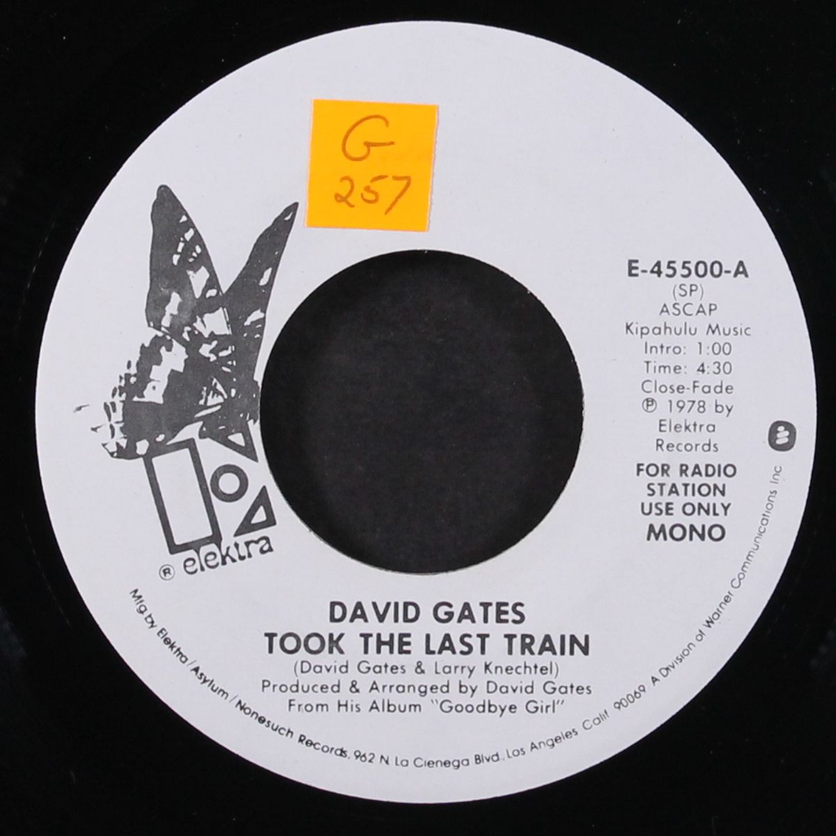 took the last train / mono by DAVID GATES