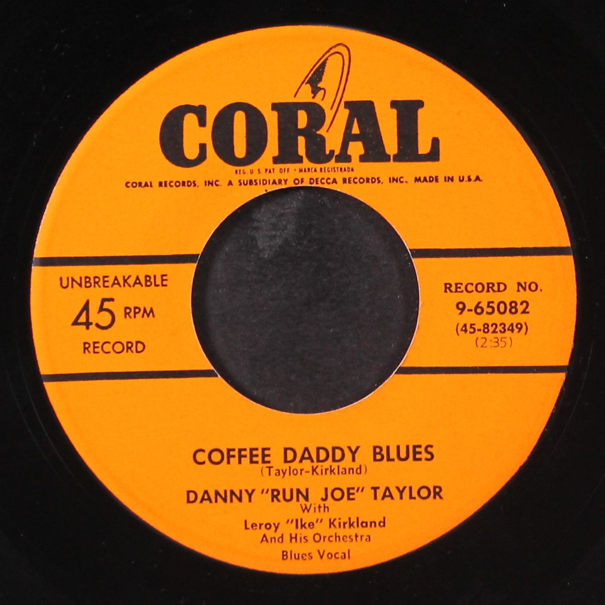come on home baby / coffee blues by DANNY 'RUN JOE' TAYLOR