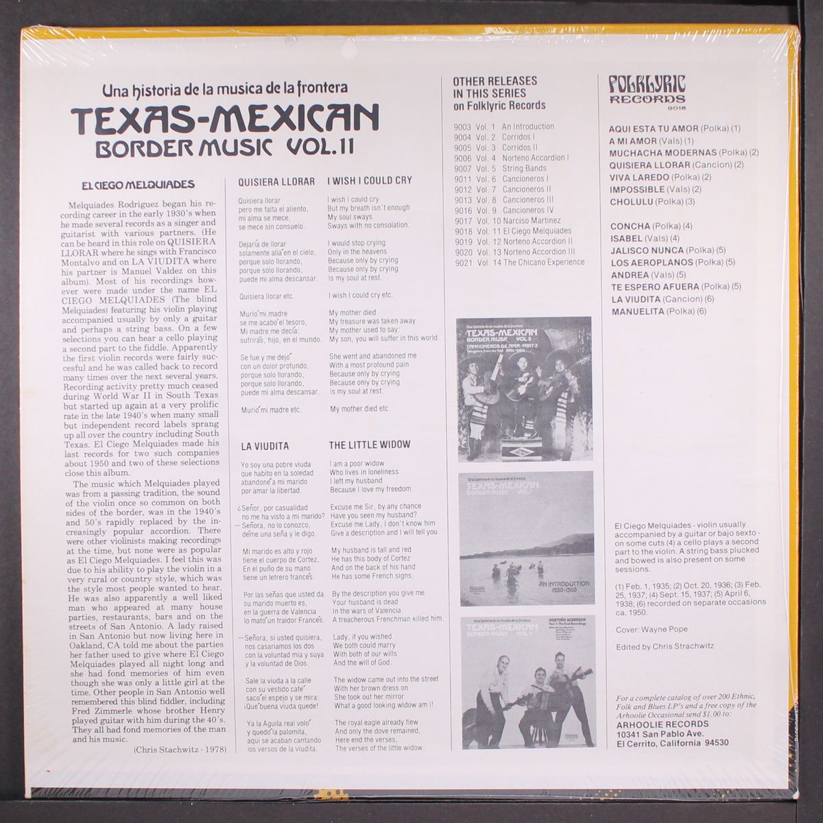 texas-mexican border music, vol. 11 by EL CIEGO MELQUIADES