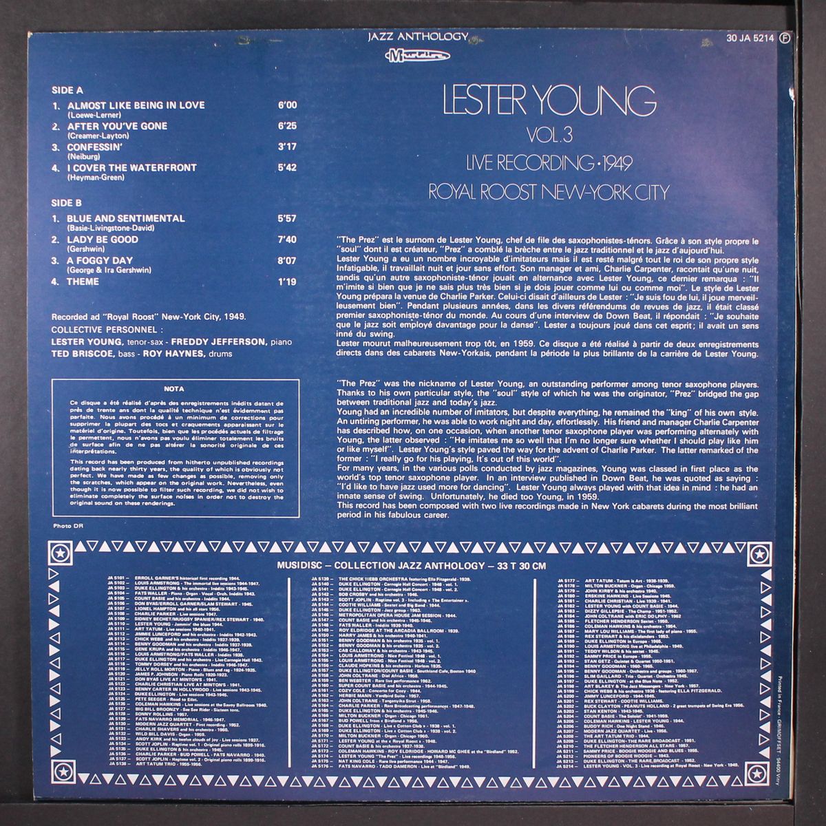 vol.3, live recording - 1949; at royal roost new york city by LESTER YOUNG