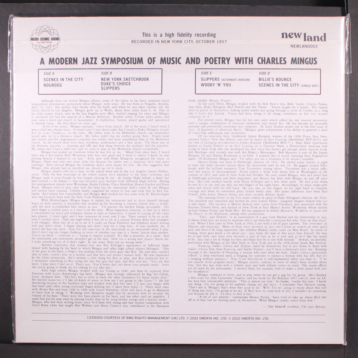 a modern jazz symposium of music and poetry by CHARLES MINGUS