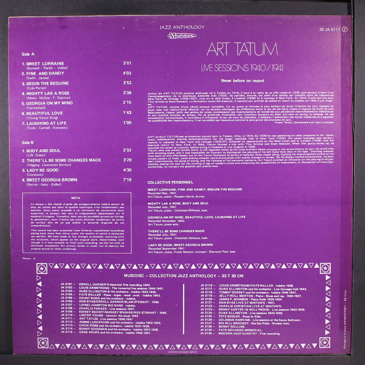 live sessions 1940/1941 by ART TATUM