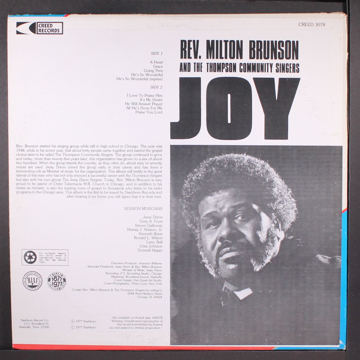 joy by REV. MILTON BRUNSON & THOMPSON COMMUNITY SINGERS