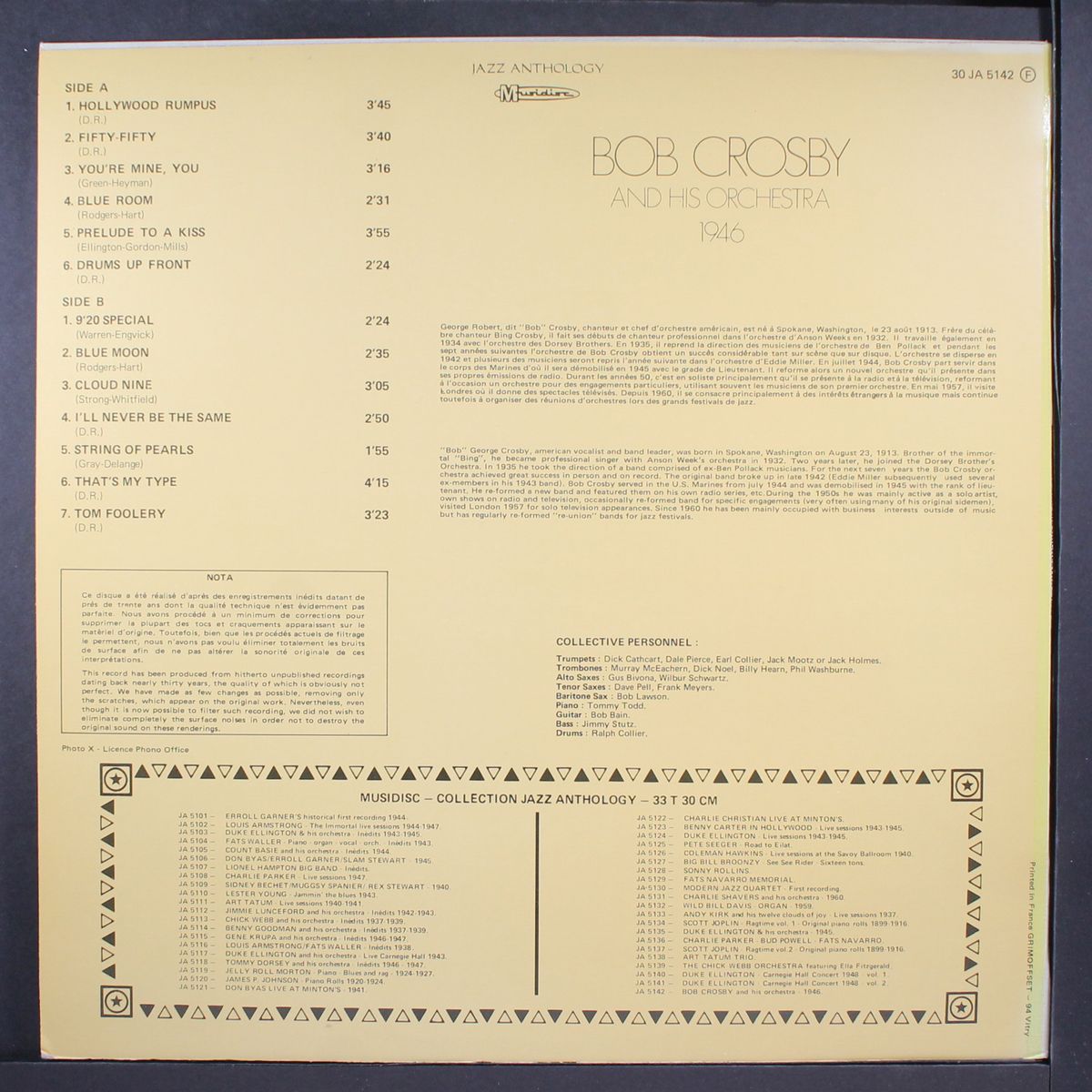 1946; never before on record by BOB CROSBY