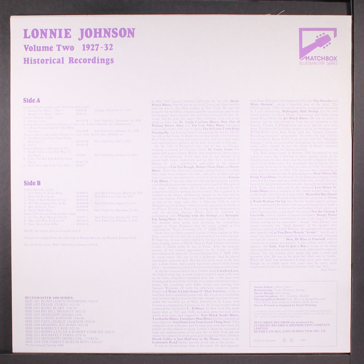 vol. 2 1927-32, historical recordings by LONNIE JOHNSON