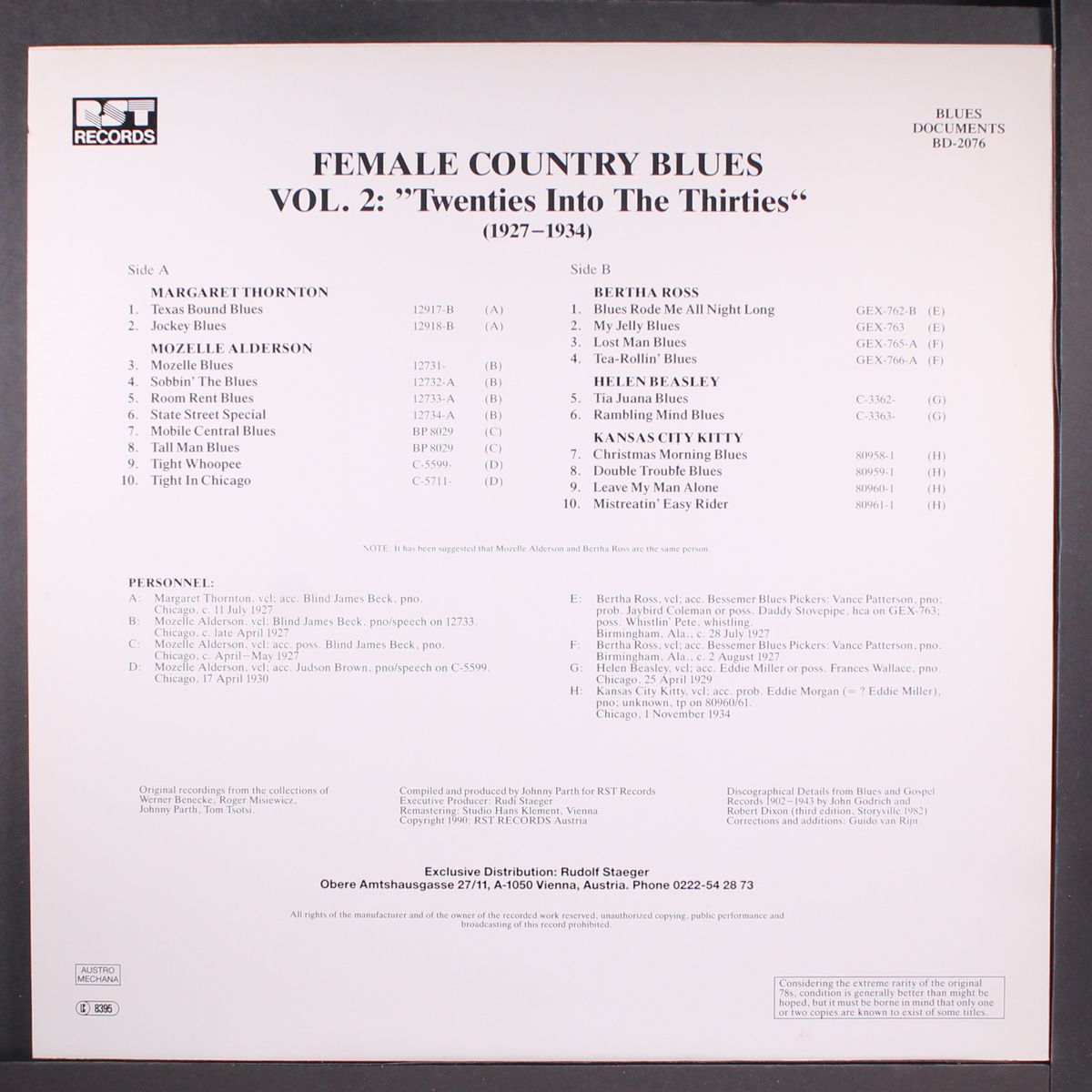 female country blues vol. 2 (1927-1934) by VARIOUS