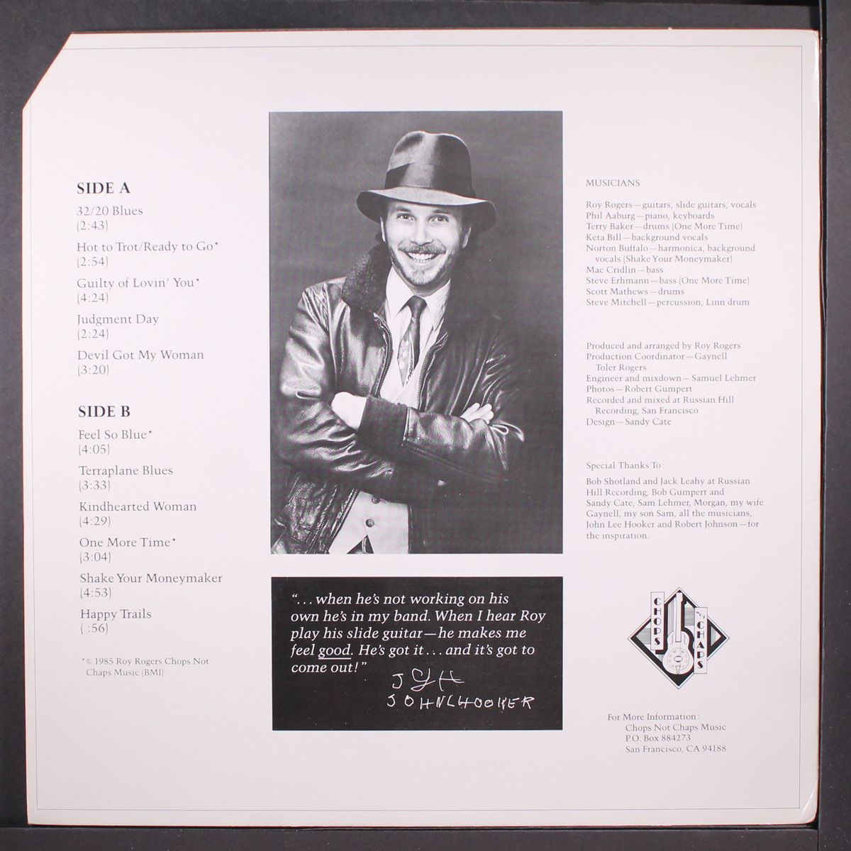 chops not chaps by ROY ROGERS