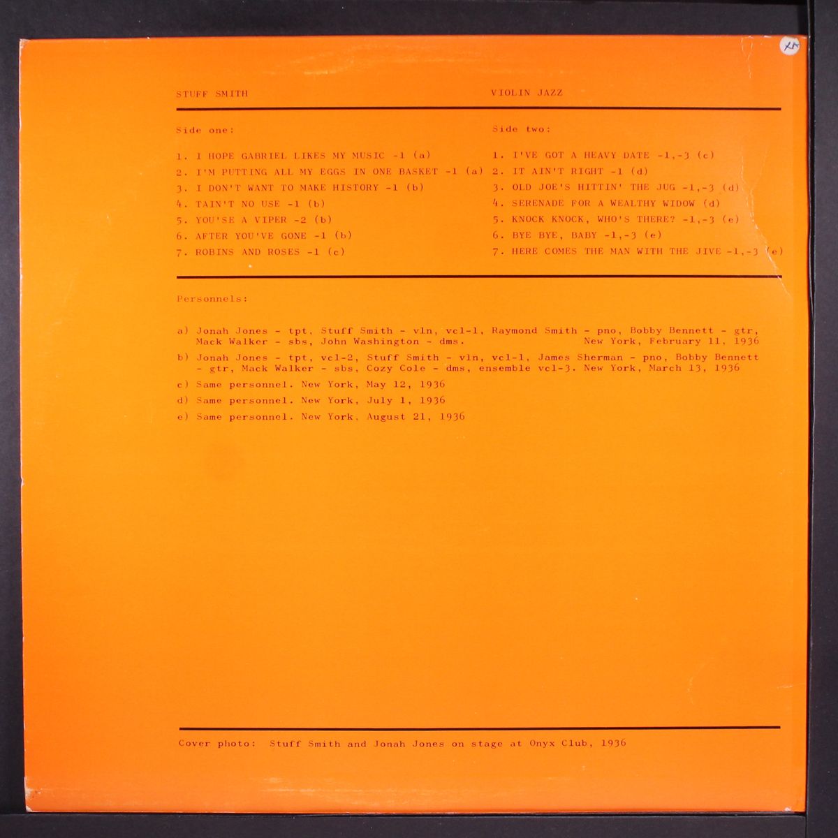 and his onyx club orchestra by STUFF SMITH