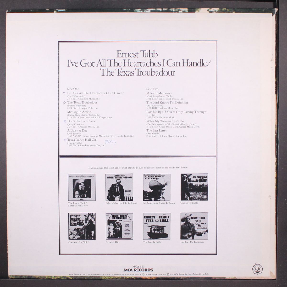 i've got all the heartaches i can handle / the texas troubadour by ERNEST TUBB