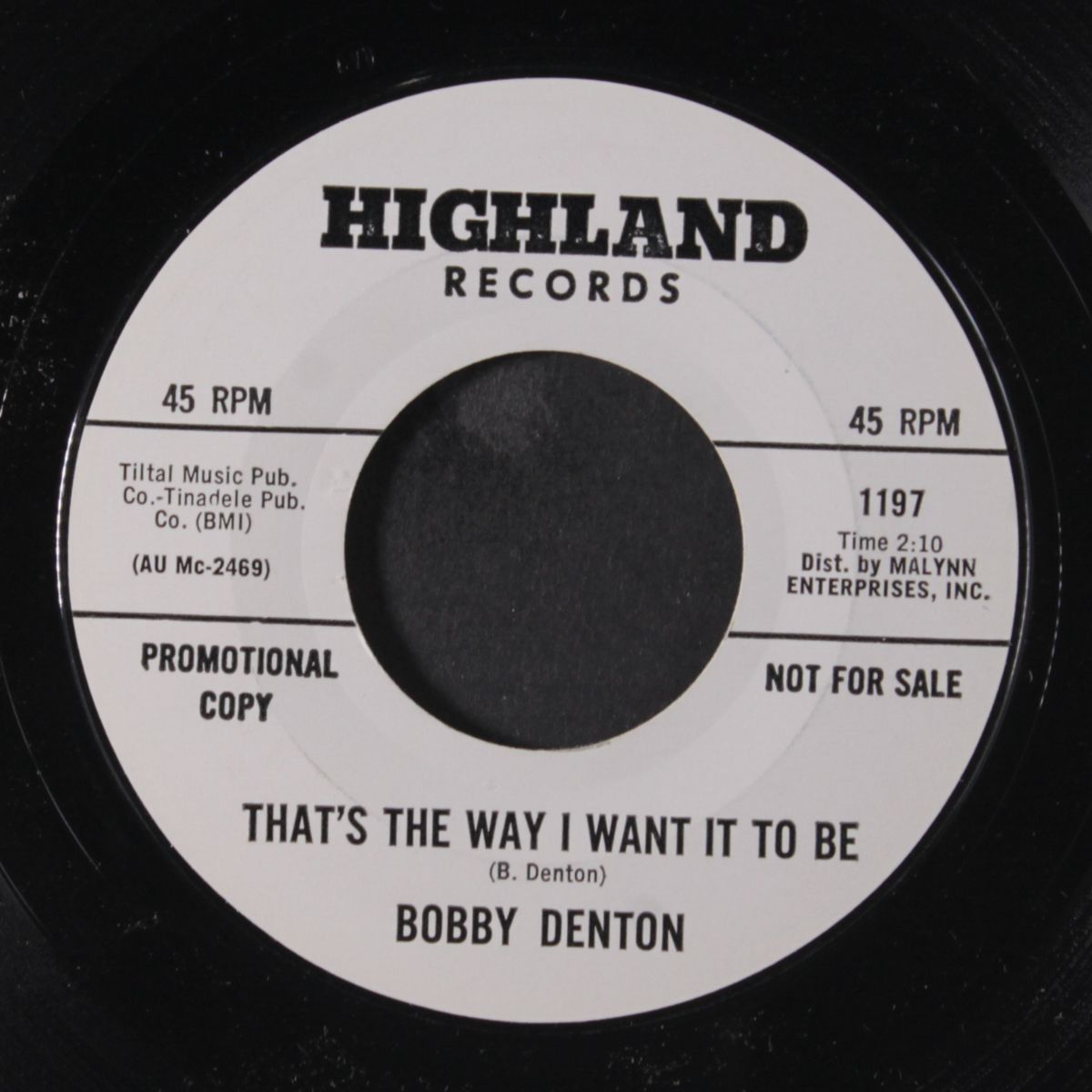 nothing can take the place of your love / that's the way i want it to by BOBBY DENTON