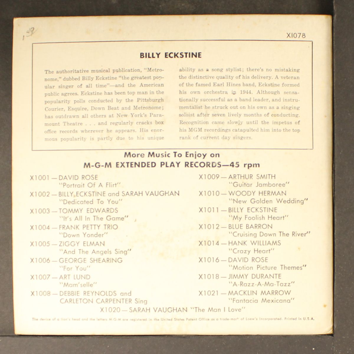 st. louis blues by BILLY ECKSTINE