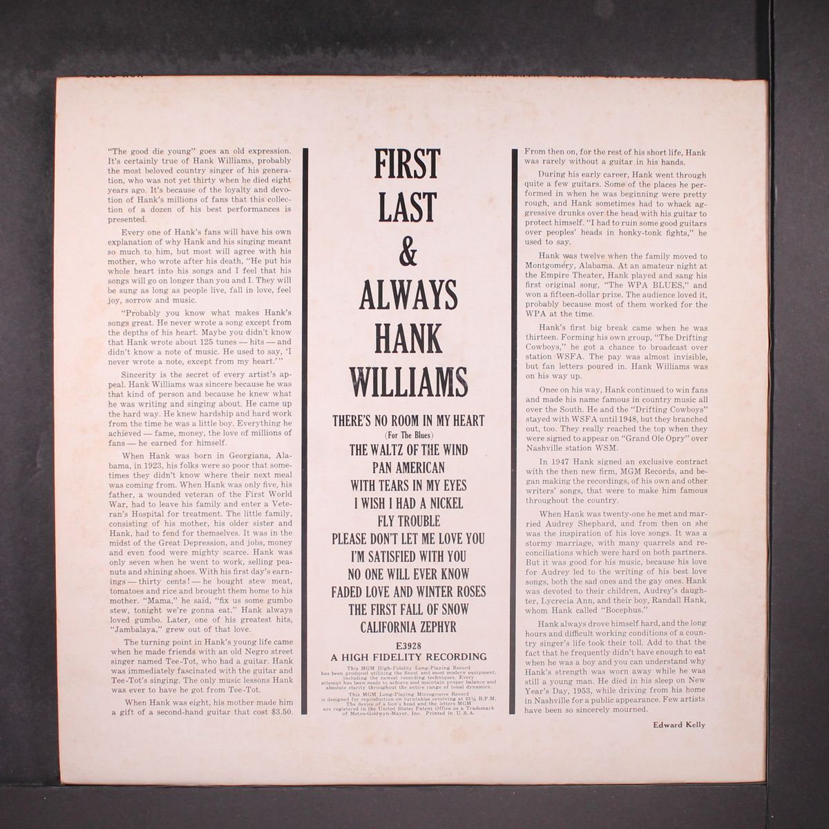 first, last & always by HANK WILLIAMS