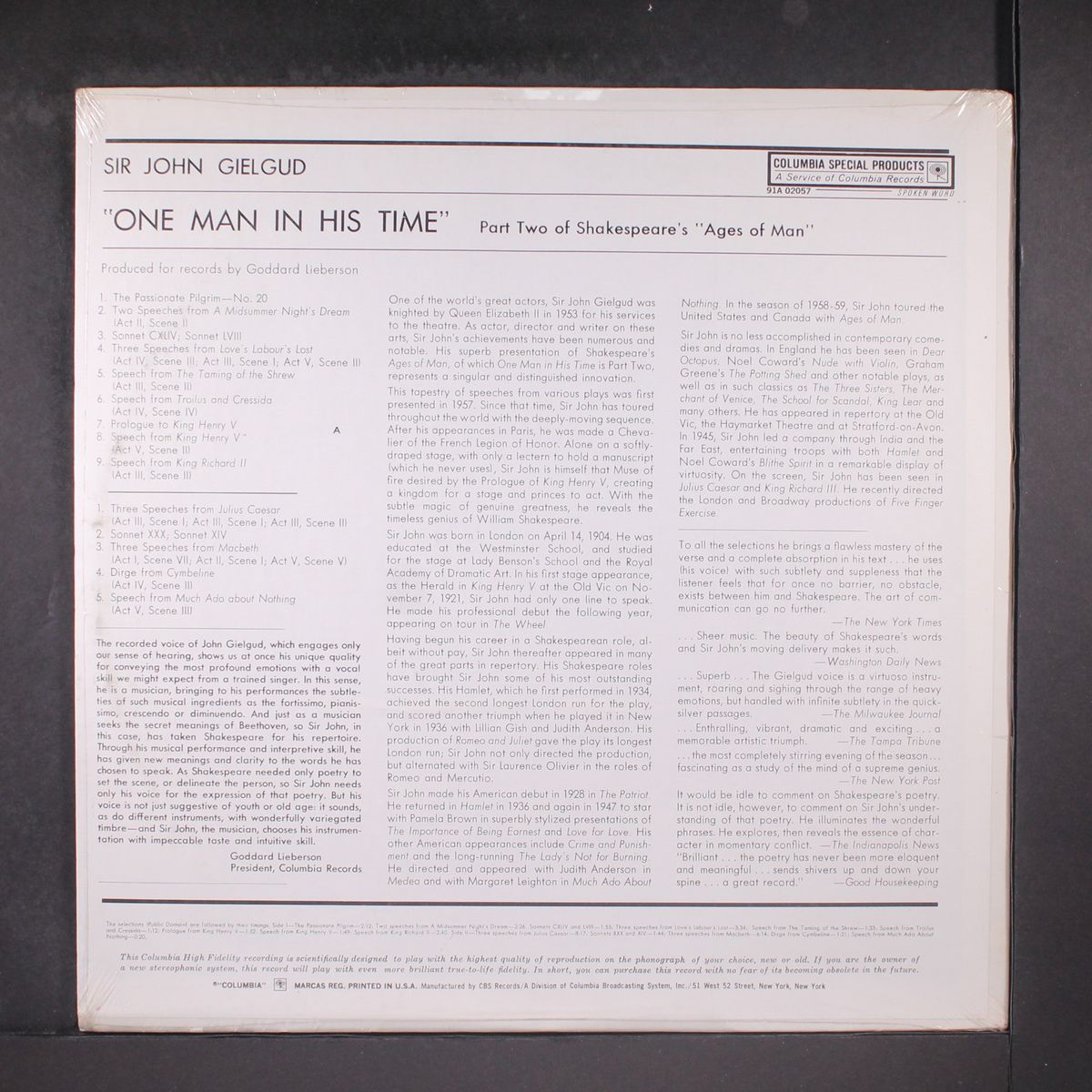 one man in his time by SIR JOHN GIELGUD