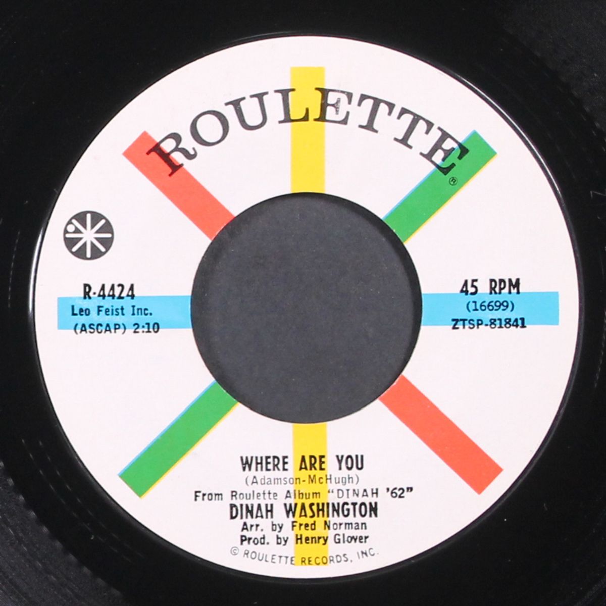 you're nobody 'til somebody loves you / where are you by DINAH WASHINGTON