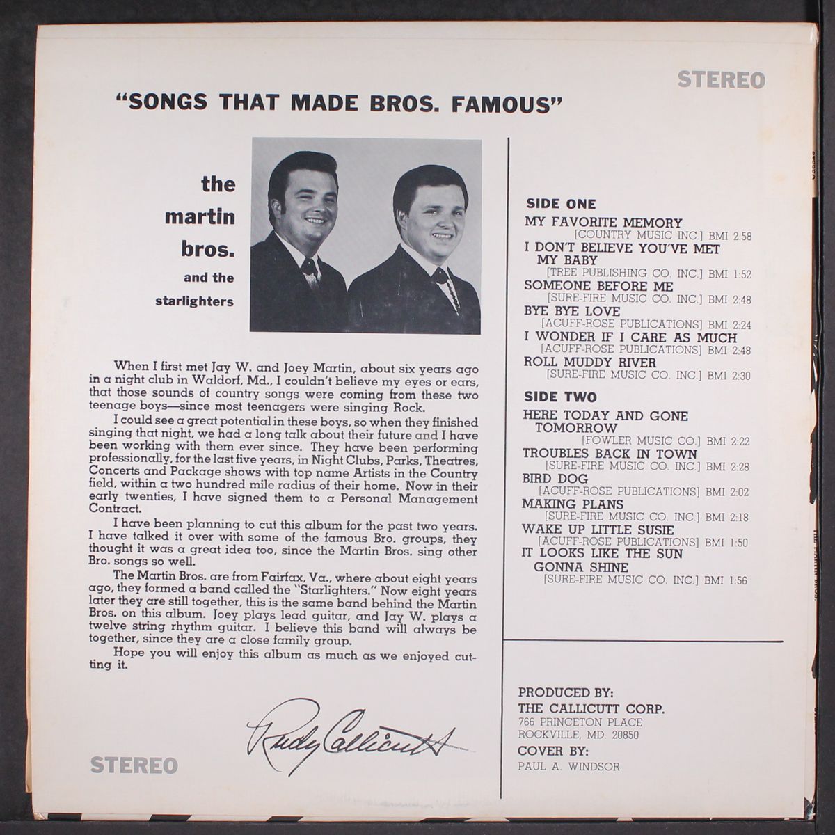 songs that made bros. famous by MARTIN BROTHERS
