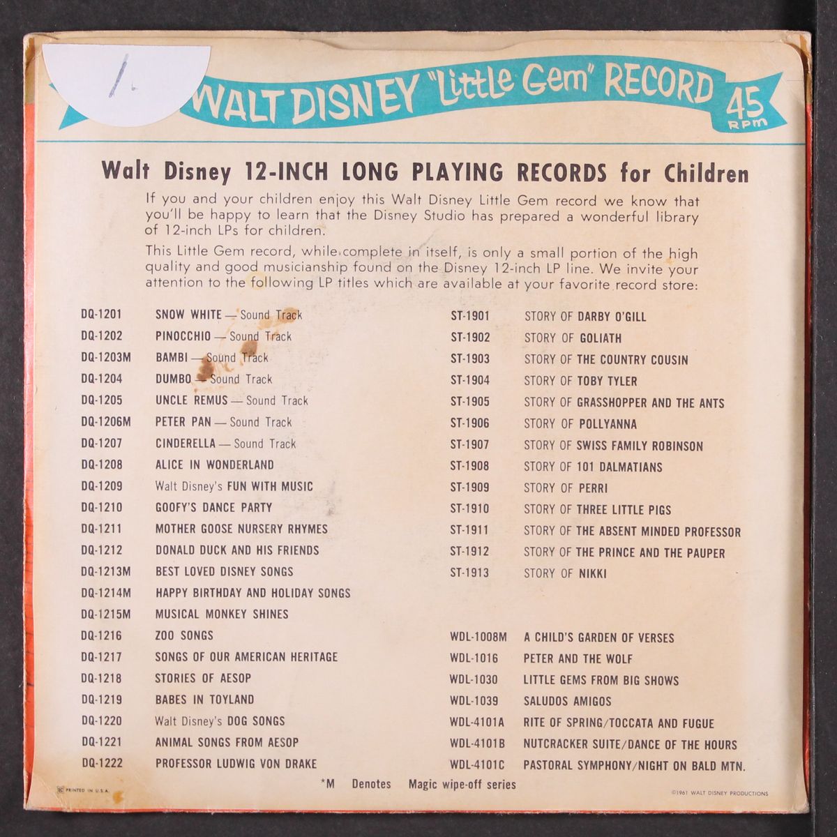 the workshop song / just a toy by ED WYNN