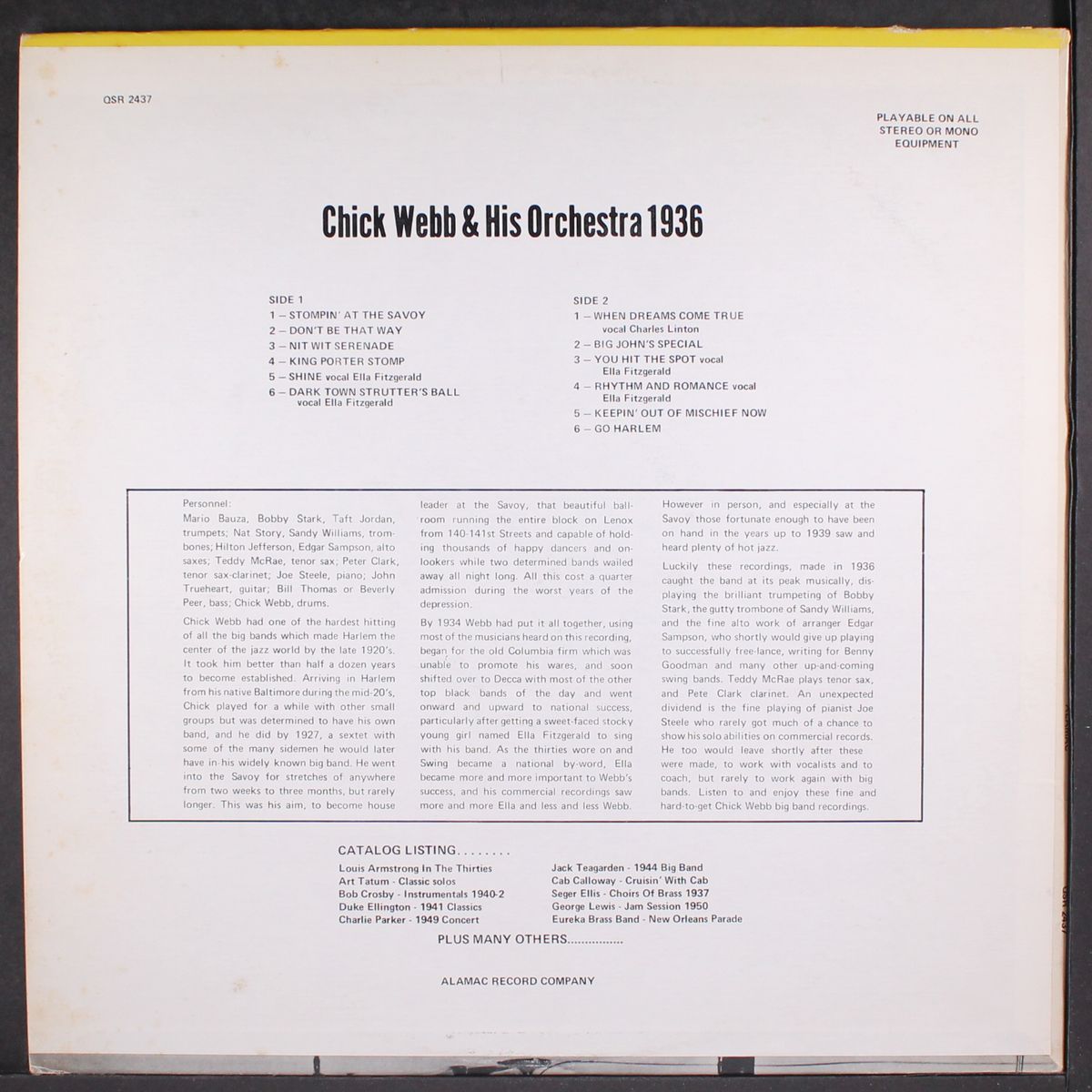 and his orchestra 1936 by CHICK WEBB