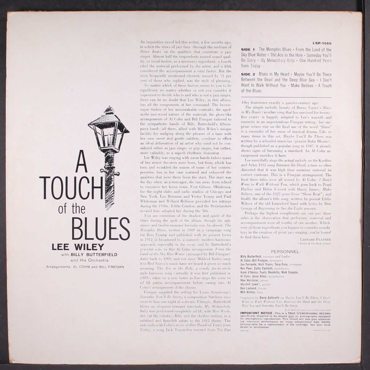 a touch of the blues by LEE WILEY