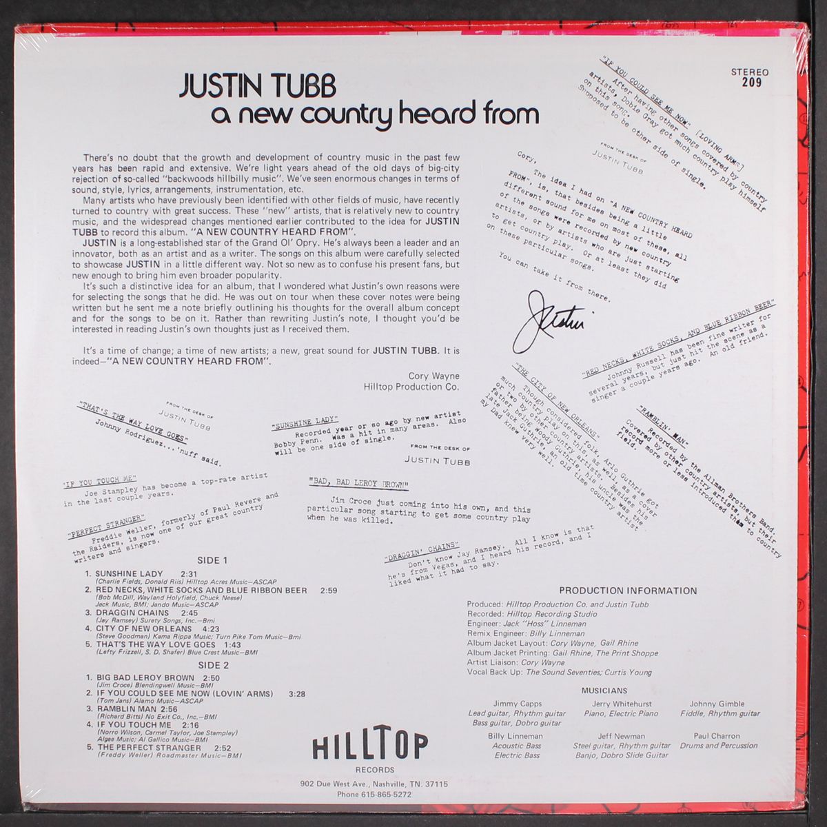 a new country heard from by JUSTIN TUBB