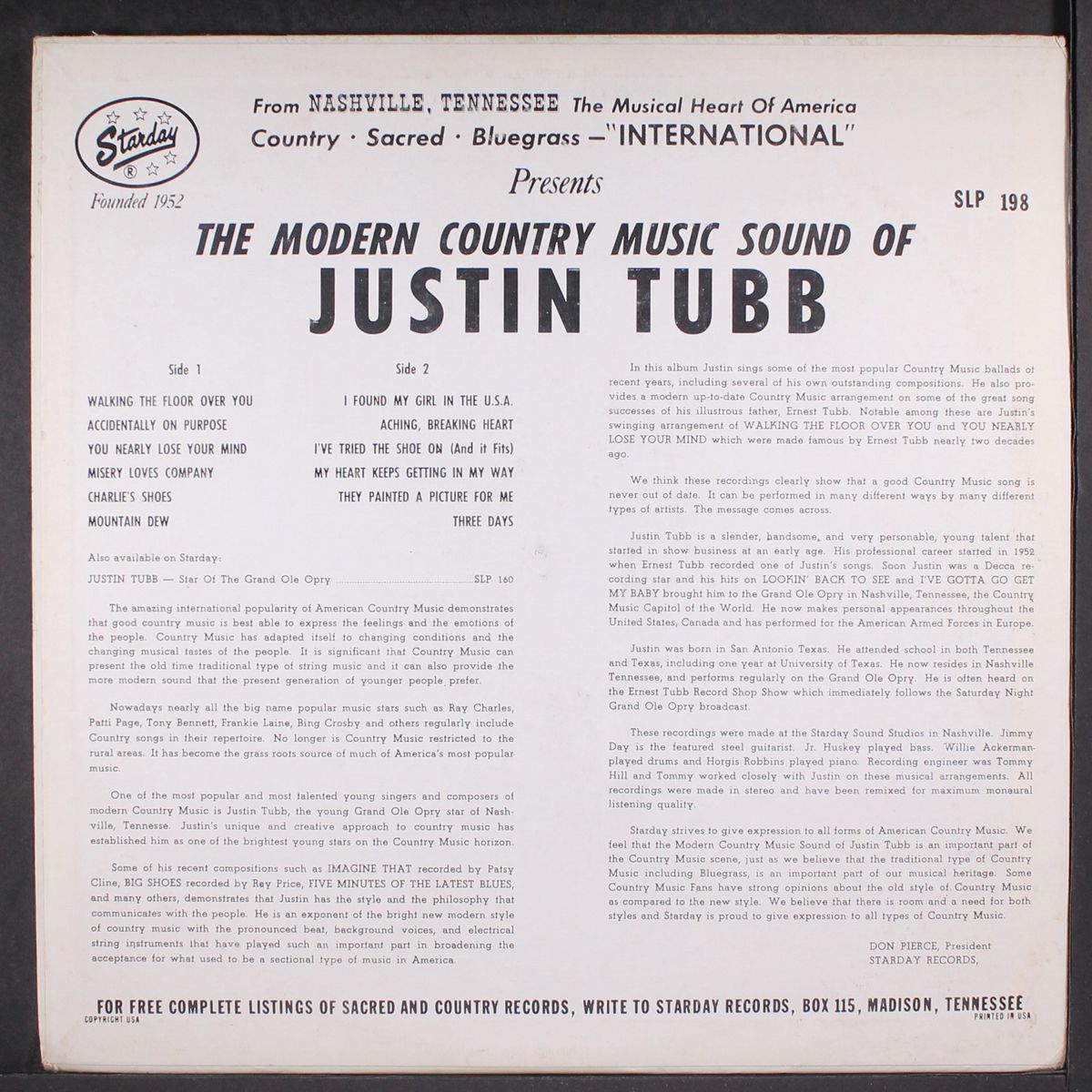 the modern country music sound of by JUSTIN TUBB