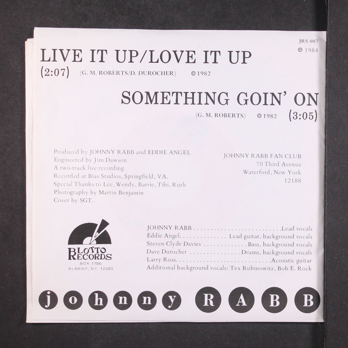 live it up / something going on by JOHNNY RABB