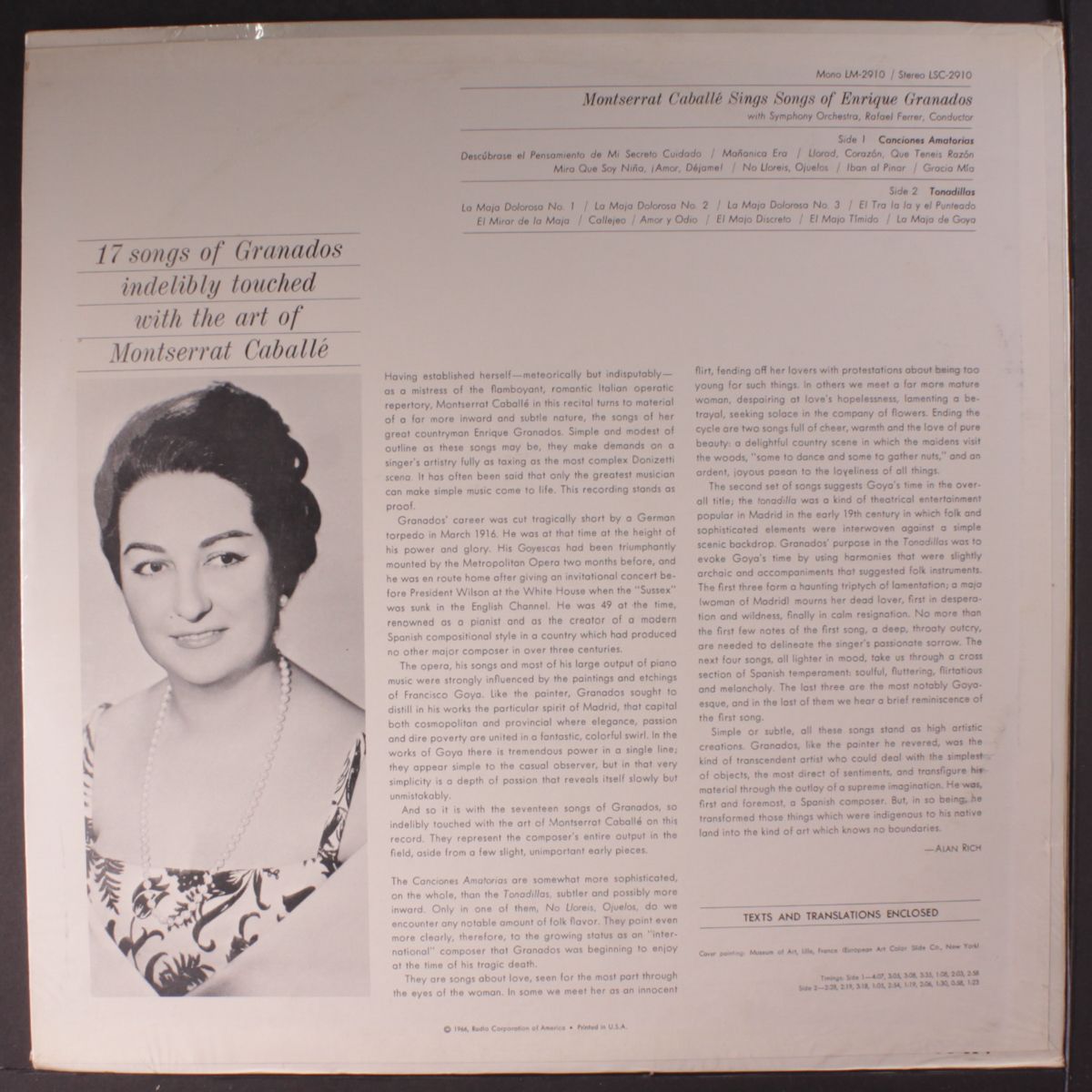 sings songs of enrique granados by MONTSERRAT CABALLE