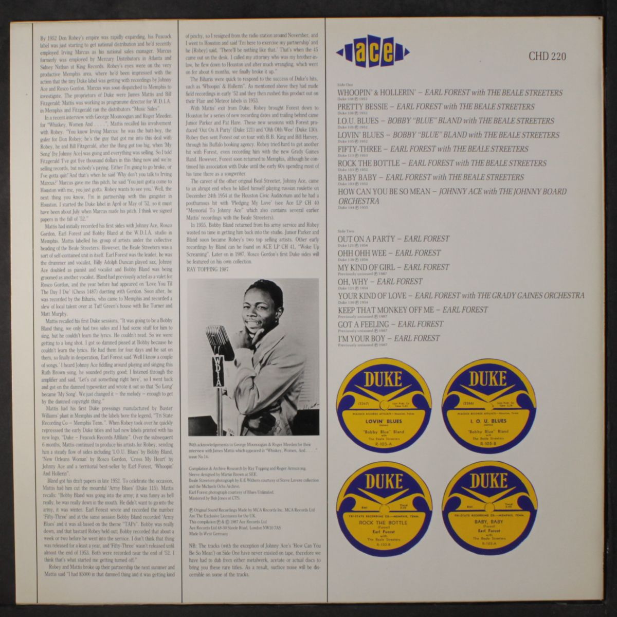 featuring the beale streeters with bobby bland & johnny ace by EARL FOREST