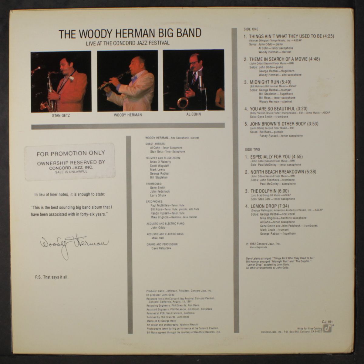 live at the concord jazz festival by WOODY HERMAN BIG BAND