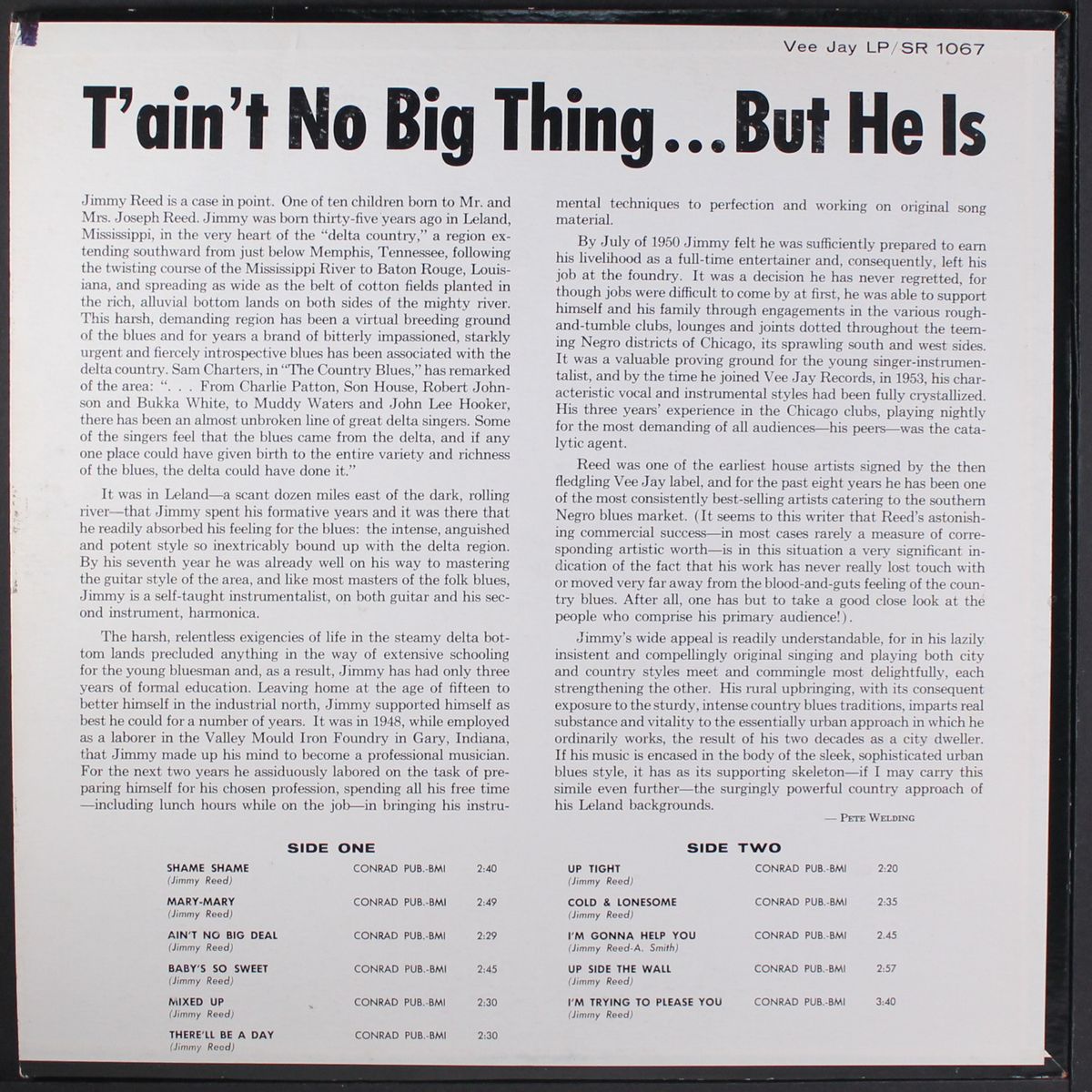 t'aint no big thing but he is... by JIMMY REED