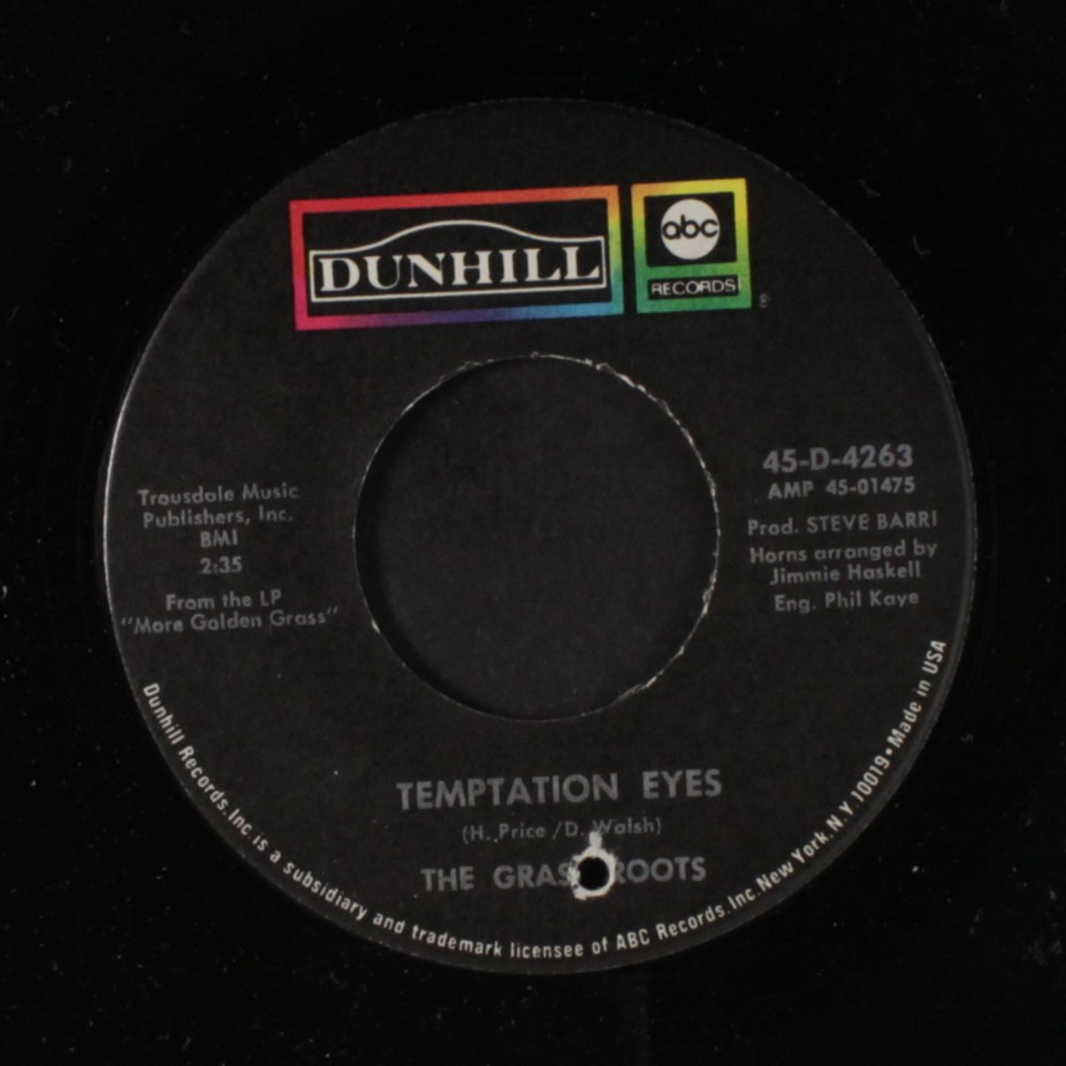 temptation eyes / keepin' me down by GRASS ROOTS