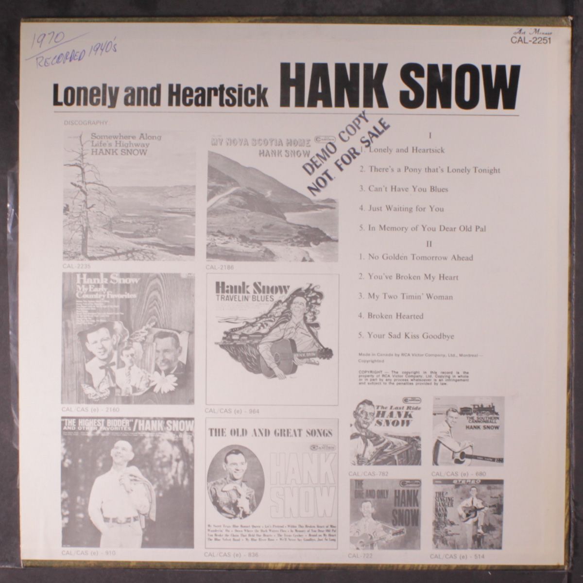 lonely and heartsick by HANK SNOW