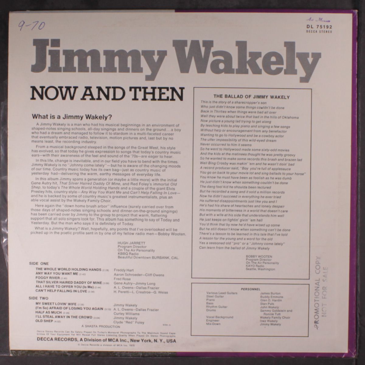 now & then by JIMMY WAKELY