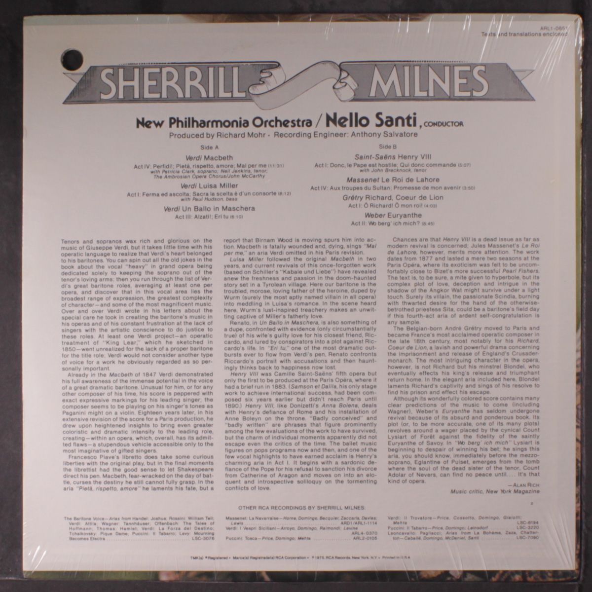 arias from by SHERRILL MILNES