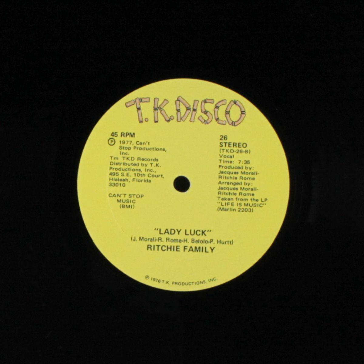 lady luck / life is music by RITCHIE FAMILY