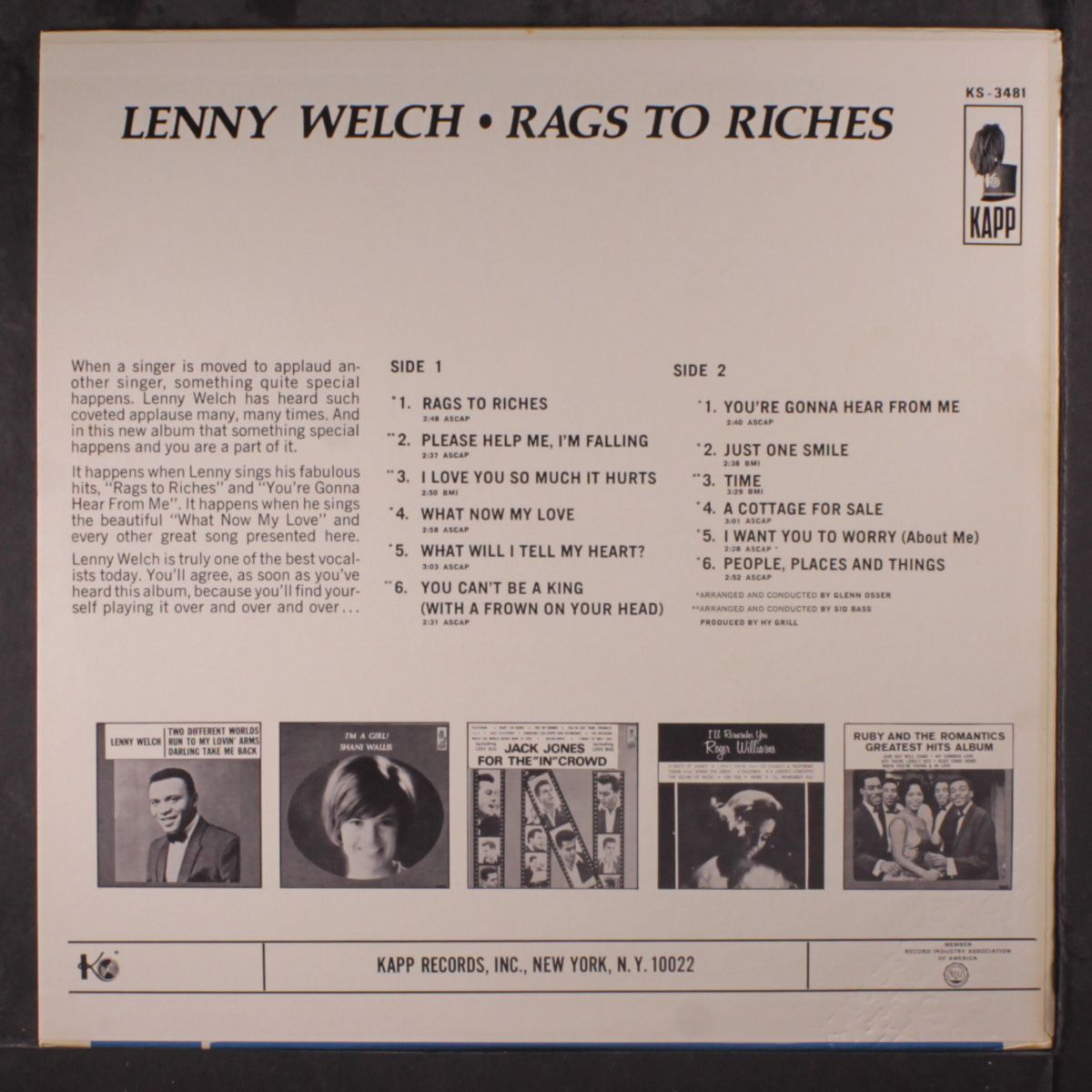 rags to riches by LENNY WELCH