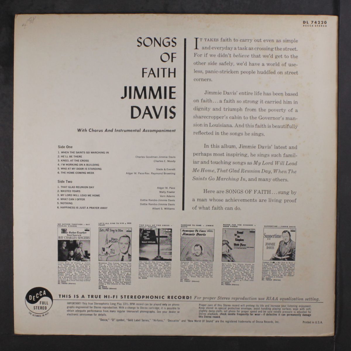 songs of faith by JIMMIE DAVIS