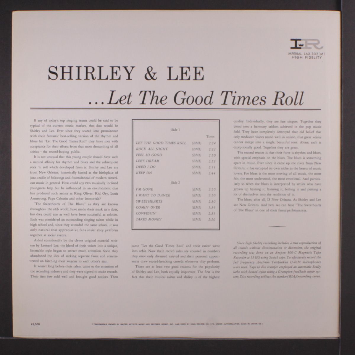 let the good times roll by SHIRLEY & LEE