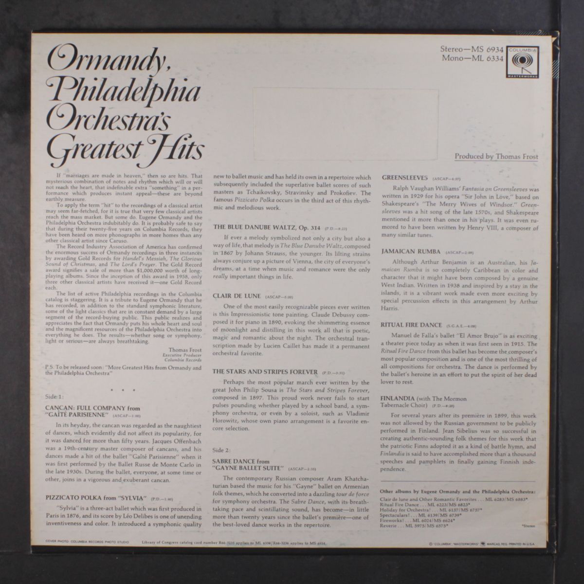 philadelphia orchestra greatest hits by EUGENE ORMANDY