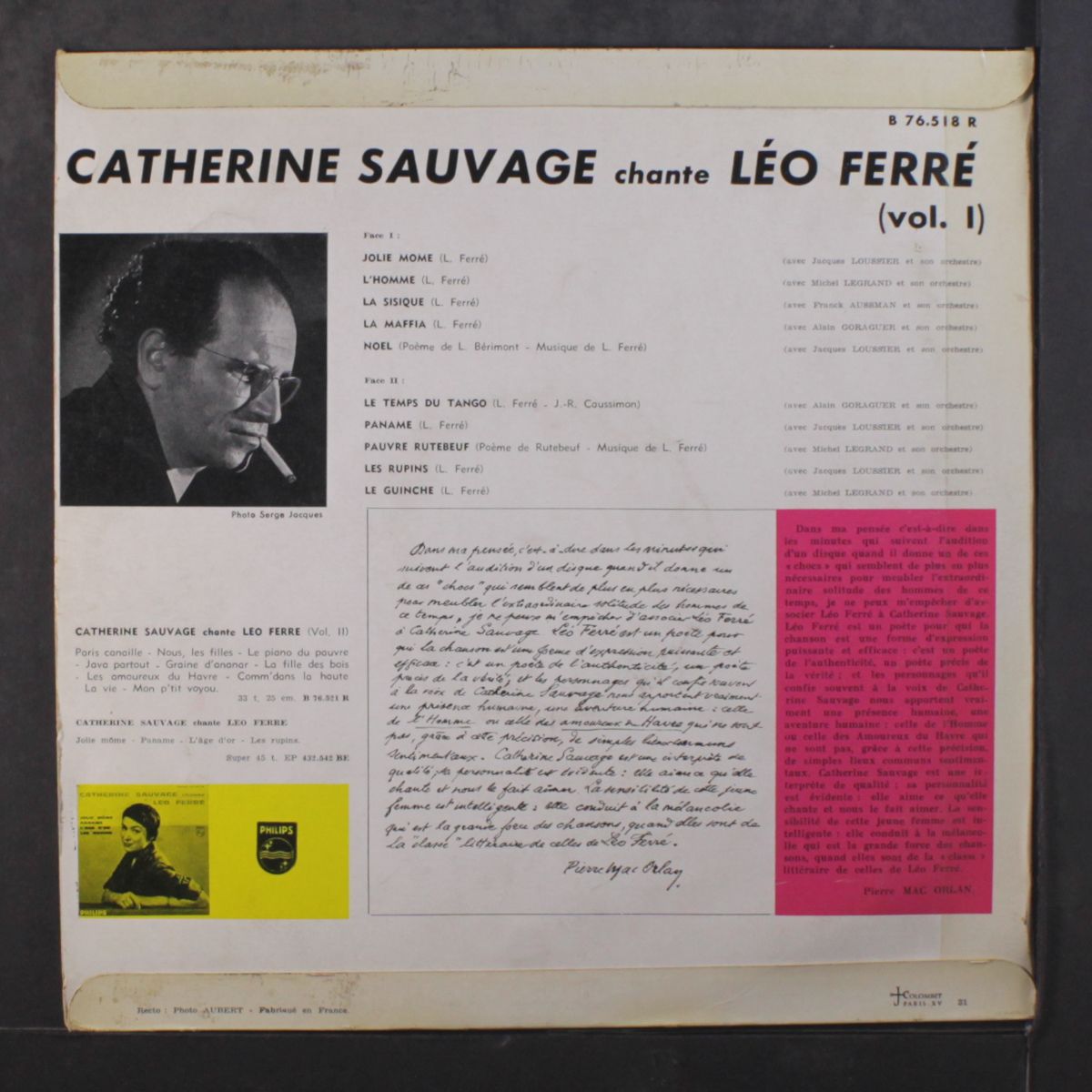 chante leo ferrer vol. 1 by CATHERINE SAUVAGE
