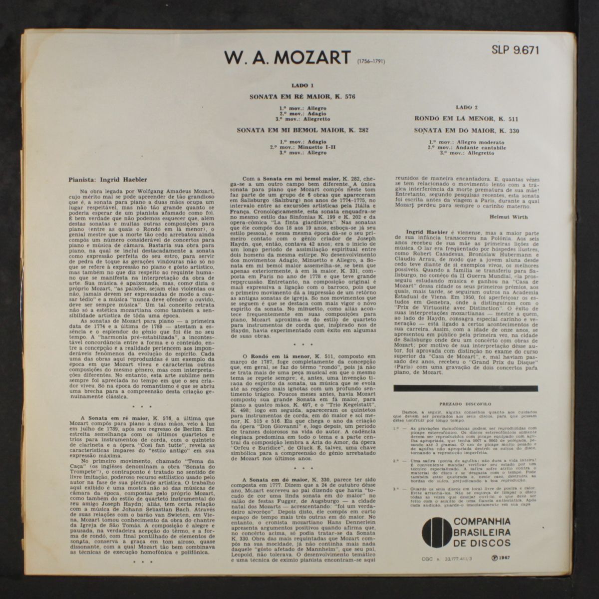 mozart: sonatas by INGRID HAEBLER