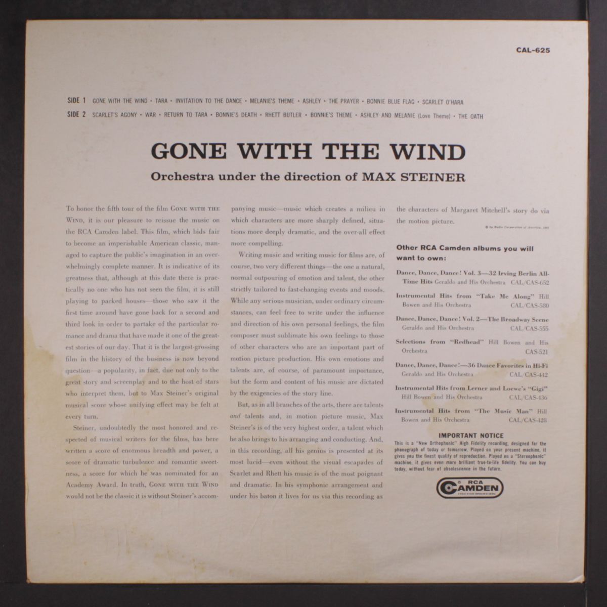 gone with the wind by MAX STEINER